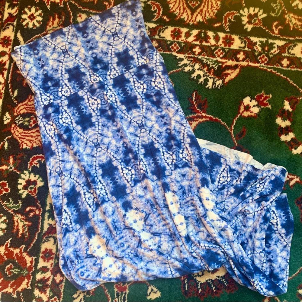 Green Envelope Blue and White Maxi Skirt